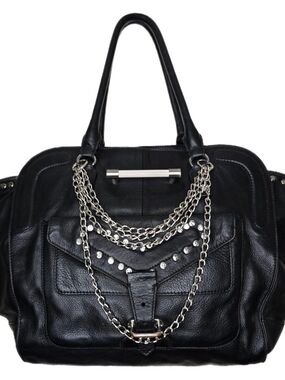 Custom Rivet Hayden Harnett Black Leather Studded Chain Shoulder Bag